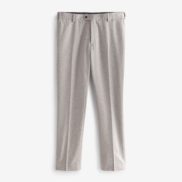 Taupe Slim Fit Wool Blend Donegal Suit: Trousers