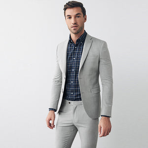 Skinny Light Grey Motion Flex Stretch Suit: Jacket