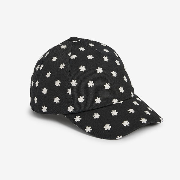 Black Daisy Embroidered Embroidered Cap (1-12yrs)