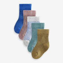 Load image into Gallery viewer, Blue Baby Socks 5 Pack (0mths-2yrs)
