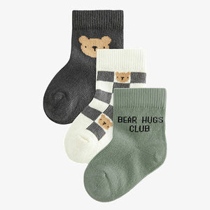Sage Green Baby Character Socks 3 Pack