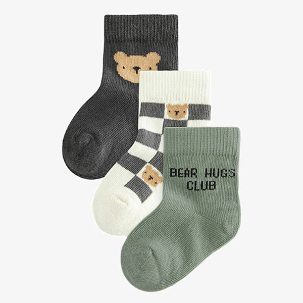 Sage Green Baby Character Socks 3 Pack
