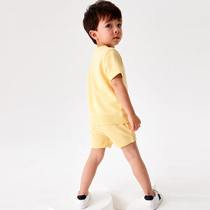 Yellow Plain Sweat T-Shirt And Shorts Set (3mths-6yrs)