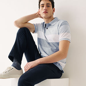 Blue Marl Stripe Polo Shirt