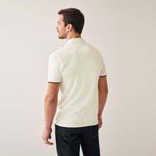 Load image into Gallery viewer, Ecru/Tan Vertical Block Polo Shirt
