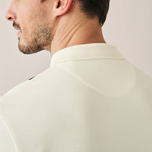 Load image into Gallery viewer, Ecru/Tan Vertical Block Polo Shirt
