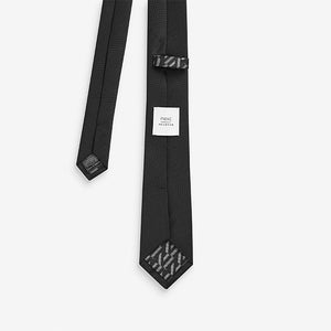 Black/White Slim Tie And Pocket Square Set