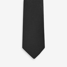 Load image into Gallery viewer, Black/White Slim Tie And Pocket Square Set
