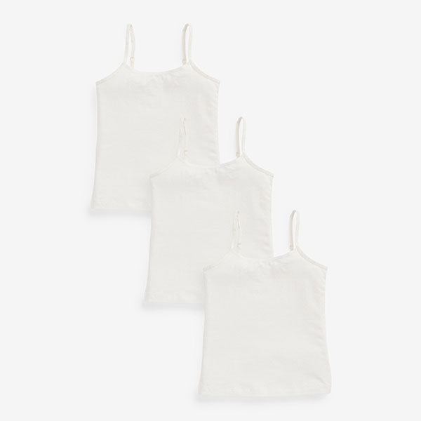 Cream 3 Pack Elastic Strappy Cami Vests (1.5-12yrs)