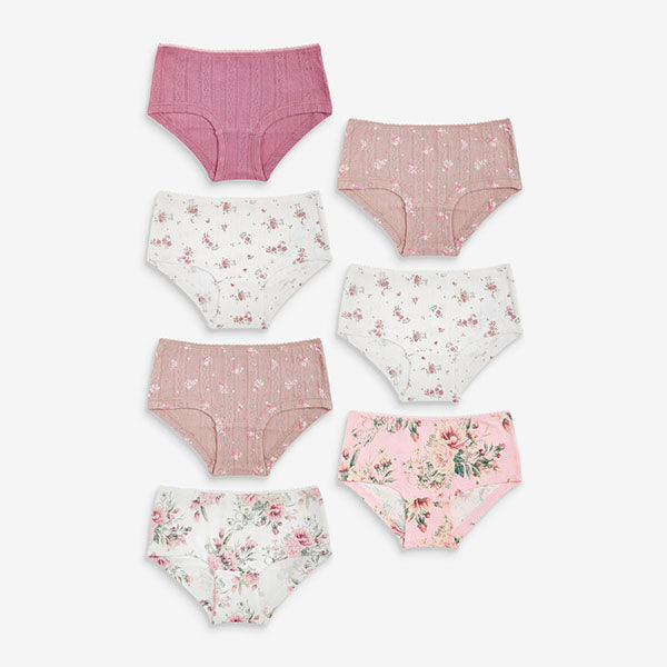 Pink Floral 7 Pack Hipster Briefs (3-12yrs)