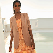 Load image into Gallery viewer, Taupe Brown Relaxed Fit Sheen Blazer
