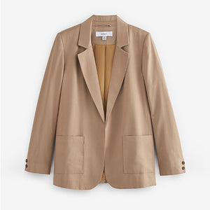 Taupe Brown Relaxed Fit Sheen Blazer