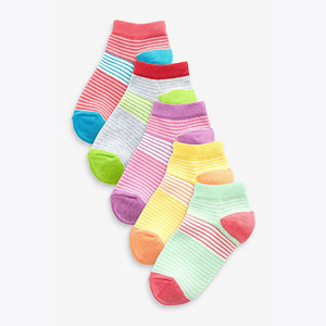 Multi 5 Pack Cotton Rich Bright Stripe Trainer Socks (Older Girls)