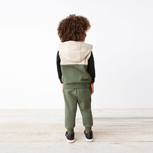 Load image into Gallery viewer, Khaki Green Colourblock Zip Through And Jogger Set (3mths-6yrs)
