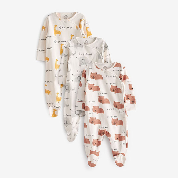 White Character Baby Sleepsuits 3 Pack (0-2yrs)