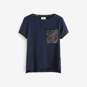 Navy Blue Animal Cotton Short Sleeve Pyjamas