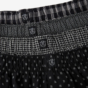 Black 4 Pack Pattern Woven Pure Cotton Boxers