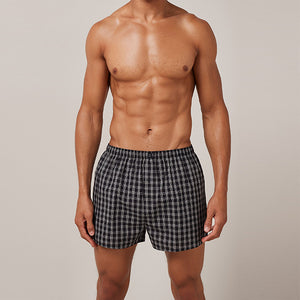 Black 4 Pack Pattern Woven Pure Cotton Boxers