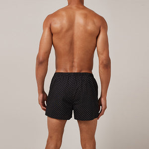 Black 4 Pack Pattern Woven Pure Cotton Boxers