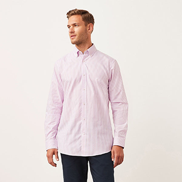 Pink Bengal Stripe Easy Iron Button Down Oxford Shirt