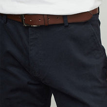 Load image into Gallery viewer, Navy Blue Belted Soft Touch Straight Fit Chino Trousers
