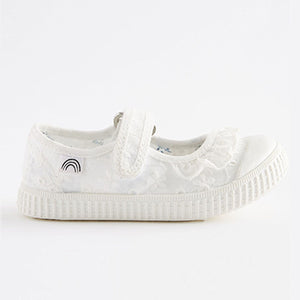 White Broderie Ruffle Mary Jane Shoes (Younger Girls)