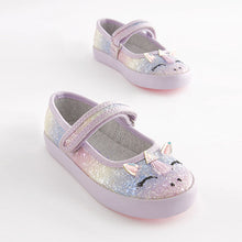 Load image into Gallery viewer, Purple Unicorn Mary Jane Shoes (Younger Girls)
