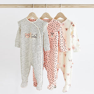 Pink Mono Baby Character Sleepsuits 3 Pack (0-18mths)