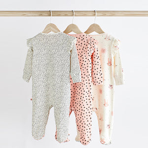 Pink Mono Baby Character Sleepsuits 3 Pack (0-18mths)