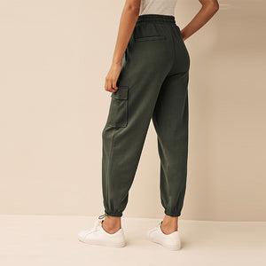 Khaki/Green Jersey Parachute Cargo Trousers