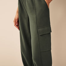 Load image into Gallery viewer, Khaki/Green Jersey Parachute Cargo Trousers
