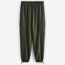 Load image into Gallery viewer, Khaki/Green Jersey Parachute Cargo Trousers
