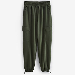 Khaki/Green Jersey Parachute Cargo Trousers