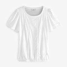Load image into Gallery viewer, White Regular Fit Crew Neck Cotton Bubblehem Top
