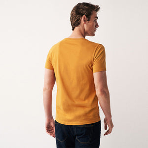 Yellow Amber Regular Fit Essential Crew Neck T-Shirt