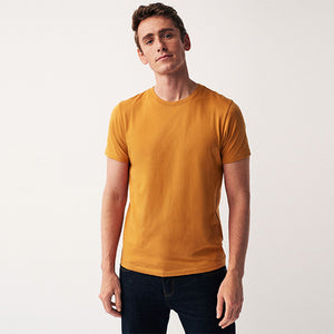 Yellow Amber Regular Fit Essential Crew Neck T-Shirt