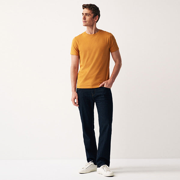 Yellow Amber Regular Fit Essential Crew Neck T-Shirt