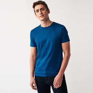 Teal Blue Regular Fit Essential Crew Neck T-Shirt