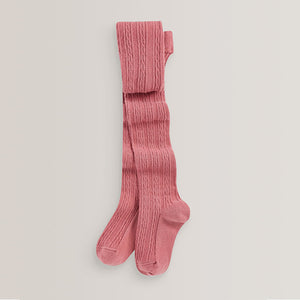 Pink Cotton Rich Cable Tights (0mth-12yrs)