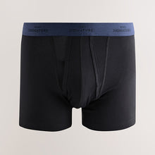 Load image into Gallery viewer, Black Blue/Grey Waistband Signature Trunk Boxers
