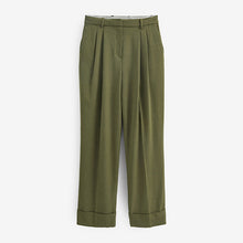 Load image into Gallery viewer, Green Turn-Up Hem Wide Leg Trousers
