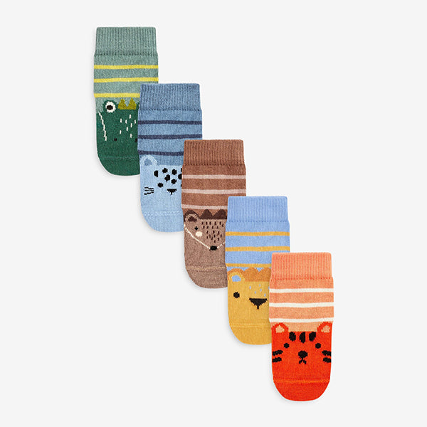 Multi Animal Baby Socks 5 Pack (0mths-2yrs)