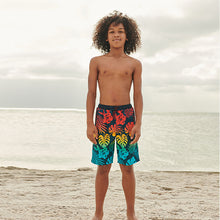 Load image into Gallery viewer, Blue Palm Dip Dye Board Swim Shorts (3-12yrs)
