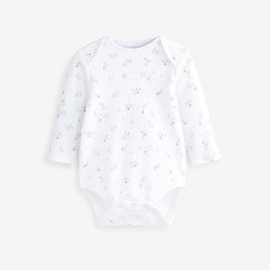 Pink/White Bunny 4 Pack Baby Long Sleeve Bodysuits (0mth-18mths)