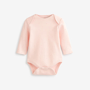 Pink/White Bunny 4 Pack Baby Long Sleeve Bodysuits (0mth-18mths)