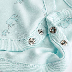 Blue/White Elephant 4 Pack Baby Long Sleeve Bodysuits (0mth-18mths)