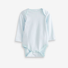 Load image into Gallery viewer, Blue/White Elephant 4 Pack Baby Long Sleeve Bodysuits (0mth-18mths)
