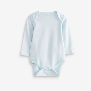 Blue/White Elephant 4 Pack Baby Long Sleeve Bodysuits (0mth-18mths)
