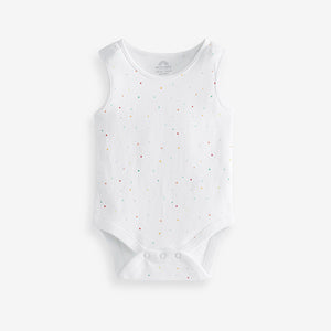 White Bright Animal 4 Pack Baby Vest Bodysuits (0mth-18mths)