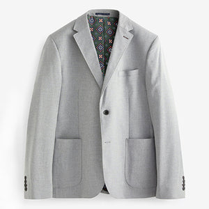 Light Grey Skinny Flannel Fabric Suit Jacket